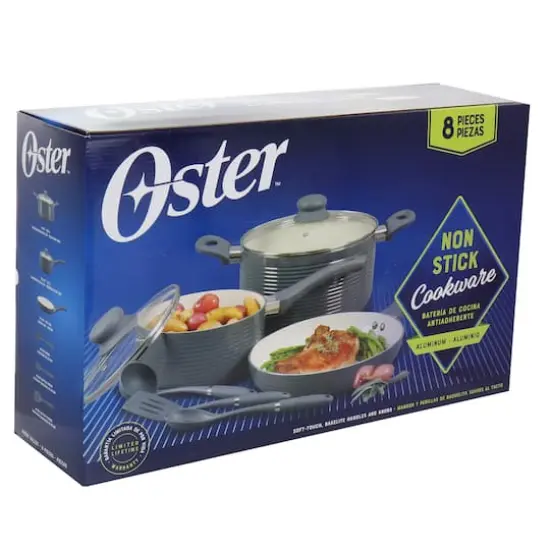 Oster Ridge Valley 8-Piece Gray Aluminum Nonstick Cookware Set {5}