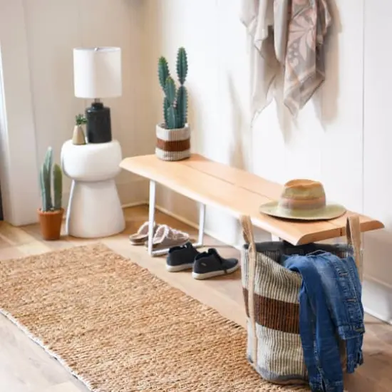 Hello Honey&reg; 24" Rust Striped Woven Jute Tote with Liner {5}