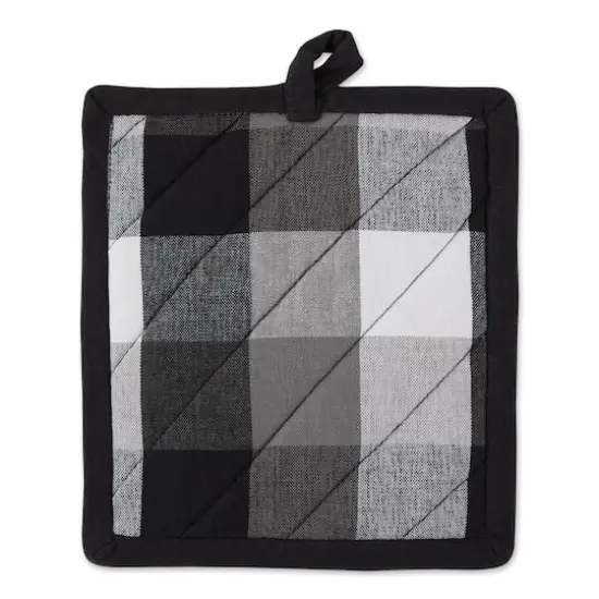 DII&reg; Tri Color Check Potholder Set Black {4}