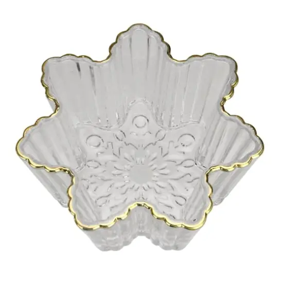 5.75" Clear & Gold Snowflake Candy Dish Serving Bowl {1}
