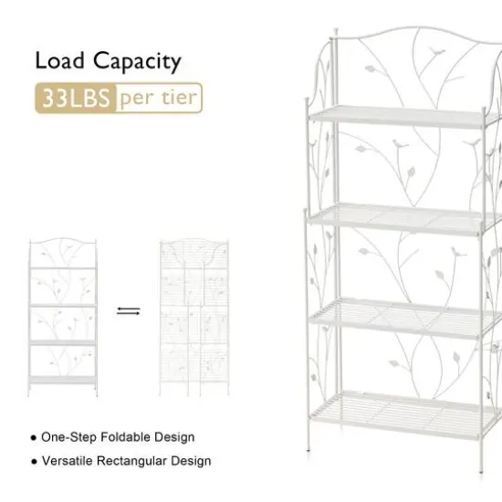 Glitzhome&reg; 4ft. Metal 4-Tiered Rectangular Shelf Stand White {6}