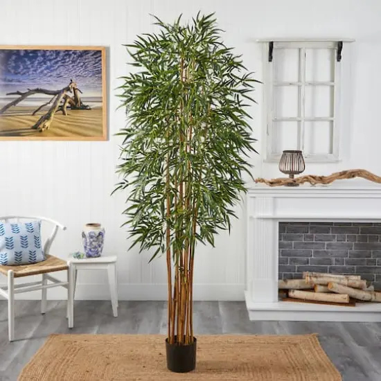 7ft. Potted Curved Slim Bamboo Silk Tree {5}