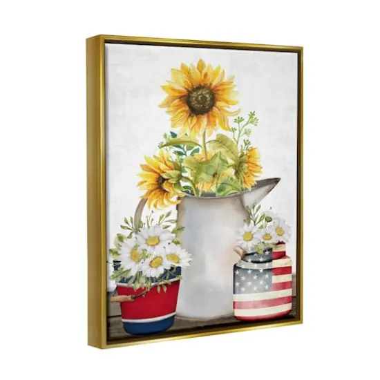 Stupell Industries Americana Flower Bouquets Floater Framed Art Gold {4}