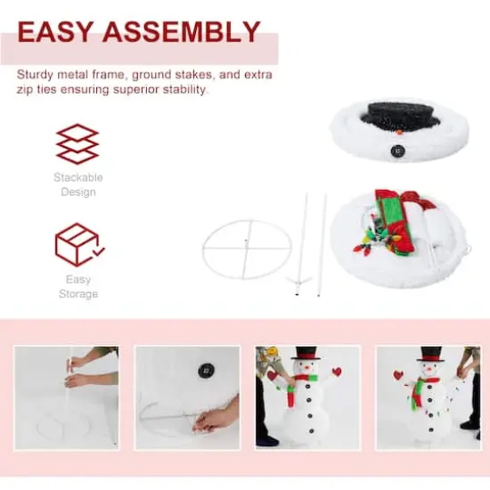 Glitzhome&reg; 4ft. Lighted Christmas 3D Foldable Fabric Snowman Outdoor D&eacute;cor {9}