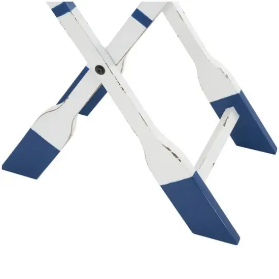 28" White & Blue Foldable Tray Top Accent Table {6}