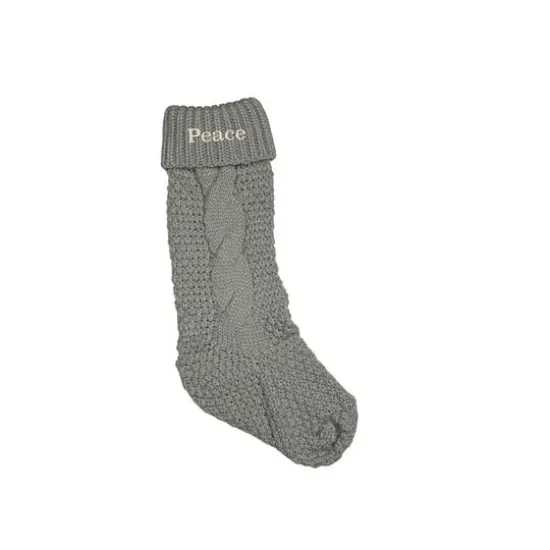 18" Peace Serif Stocking Gray {1}
