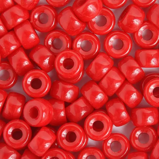 John Bead 9mm Opaque Glass Pony Beads, 100ct. Red {1}