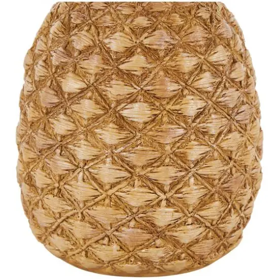 13" Gold Textured Pineapple Fruit Sculpture with Carved Top {8}