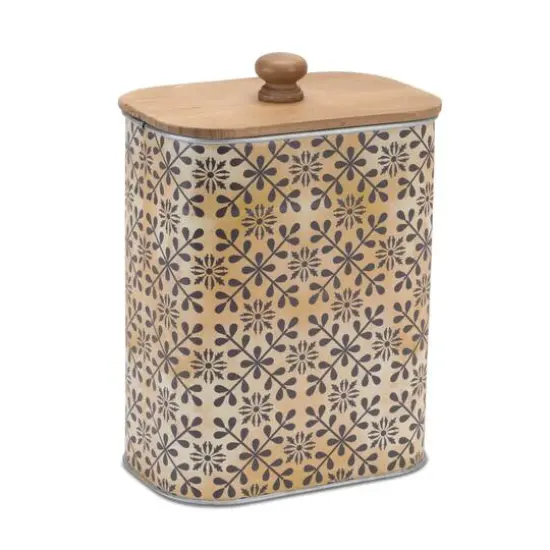 Geometric Canister with Natural Wood Lid Set {4}