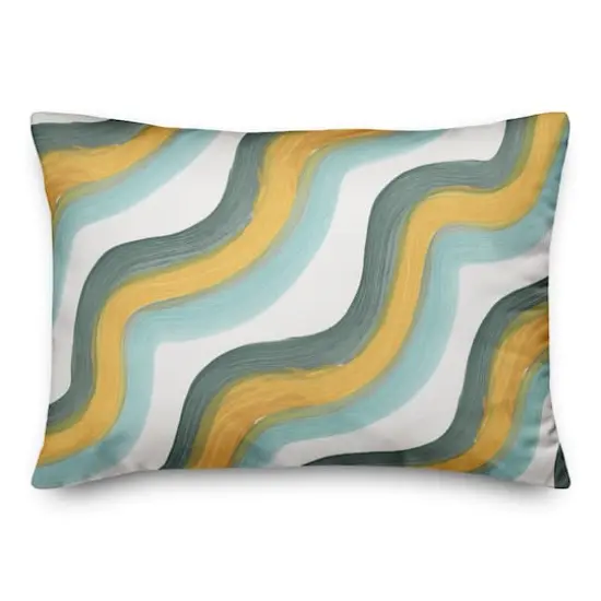 Wave Print Throw Pillow Yellow and Green {1}