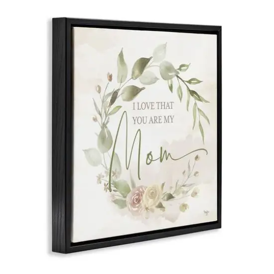Stupell Industries Mother's Day Rose Wreath Floater Framed Art Black {4}