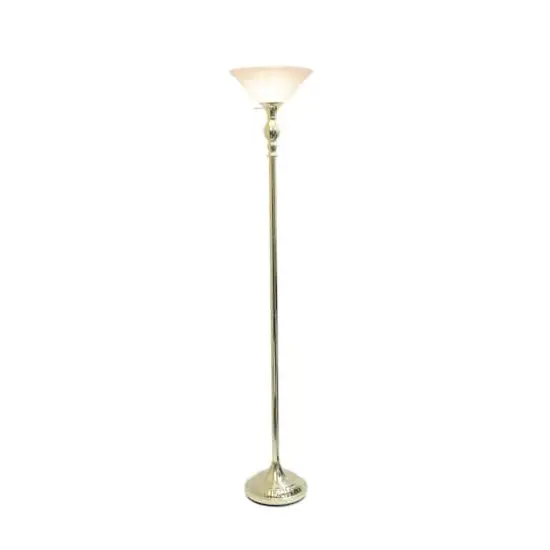 Lalia Home 6ft. Torchiere Floor Lamp with Marbleized Shade Gold with White Shade {3}