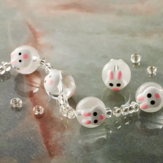 White Rabbit Painted Glass Beads, 11mm by Bead Landing&trade; {3}