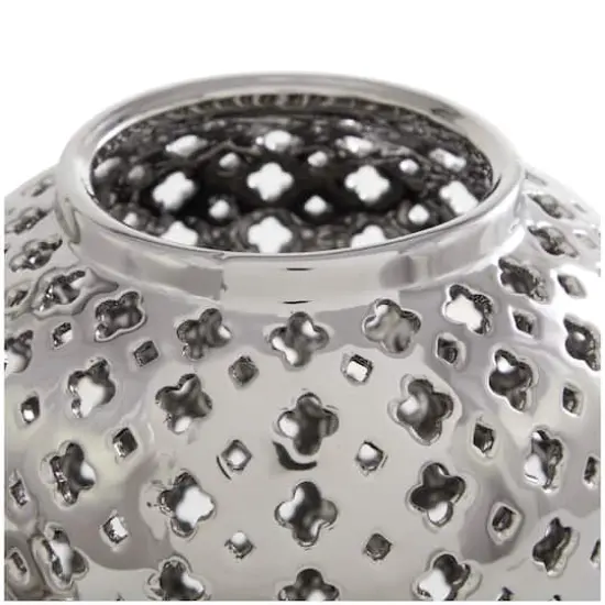 17.75" Silver Open Style Ceramic Decorative Urn {5}