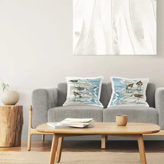 Stupell Industries Sandpiper Birds Strolling Ocean Shore Scene 2 Pillow Set, 18" x 18" {3}