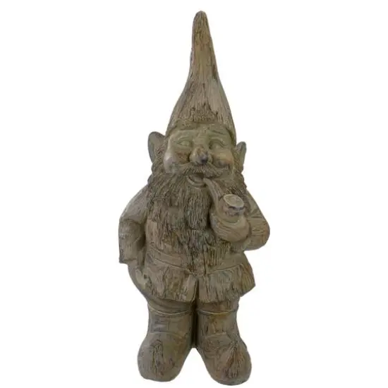 17.75" Gray Standing Gnome Outdoor Garden Statue {1}