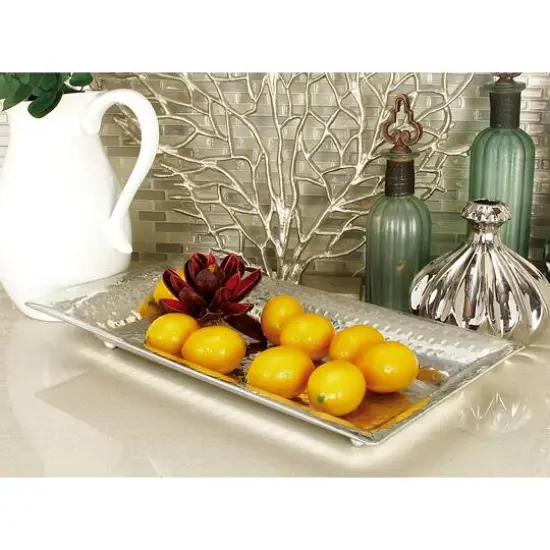 Metallic Silver Aluminum Traditional Tray Set {12}