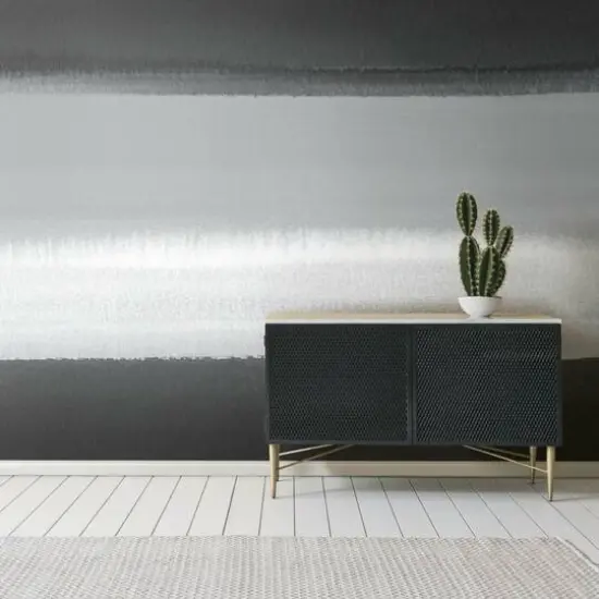 RoomMates Watercolor Horizon Peel & Stick Wallpaper Mural Black/Gray {4}