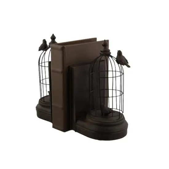 Black Metal Farmhouse Birdcage Bookends Set {9}