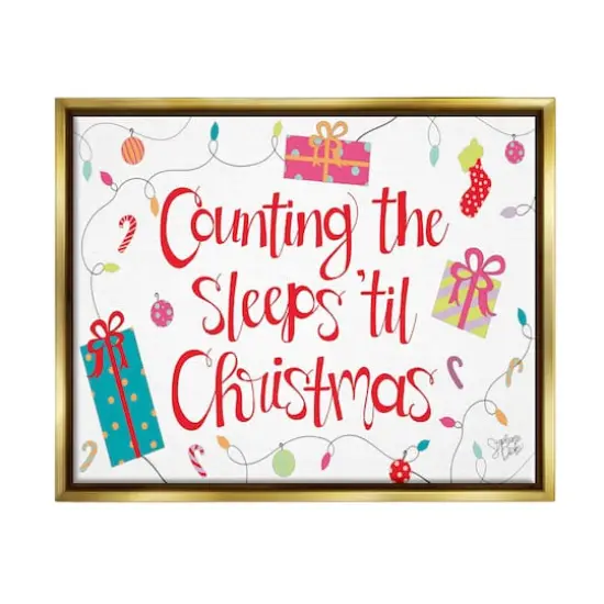 Stupell Industries Counting The Sleeps 'Til Christmas Framed Floater Canvas Wall Art Gold {1}
