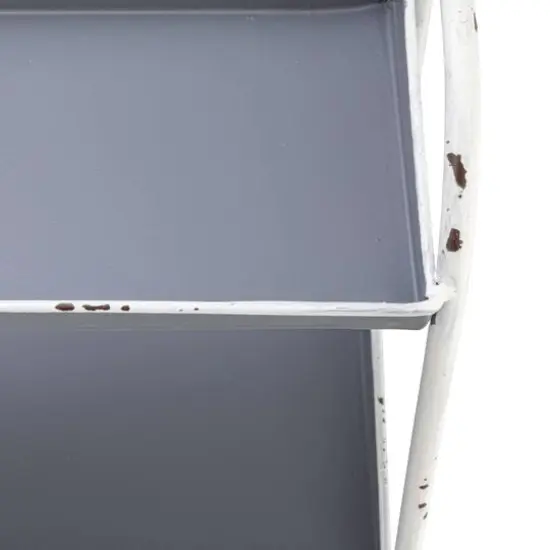 Hello Honey® 15.5" Heavily Distressed 3-Tier Metal Tray with White Frame & Rim Distressed Gray {9}