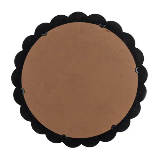 Hello Honey&reg; 27" Black Round Scalloped Wood Wall Mirror {7}