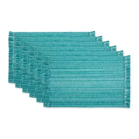 DII&reg; Variegated Fringe Cotton Placemats, 6ct. Teal {1}