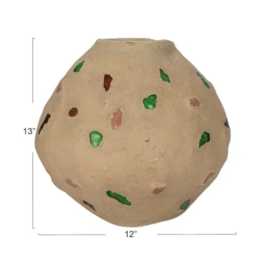 Hello Honey&reg; 13" Multicolor Handmade Paper Mache Vase with Embedded Glass, Shells & Wood Pieces {5}