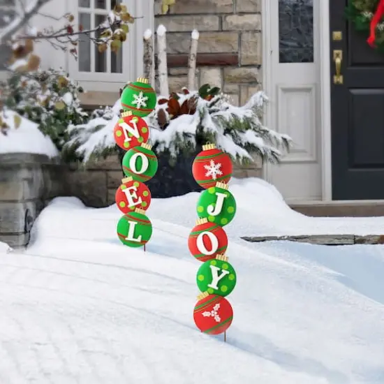Glitzhome&reg; Metal Metal JOY & NOEL Ornament Yard Stake/Wall D&eacute;cor Set {3}