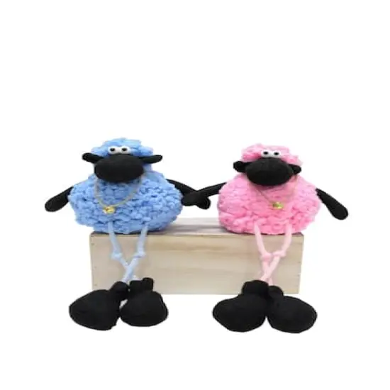 12" Pink & Blue Easter Lamb Plush Decorative Figurines {1}