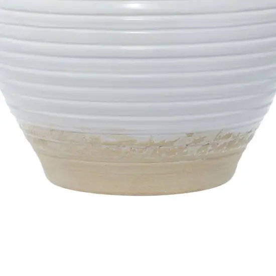 10" White Stoneware Vintage Planter {5}