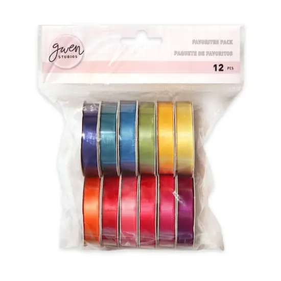 Gwen Studios 3/8" x 3yd. Brights Single Faced Satin Ribbon Pack, 12ct. {4}