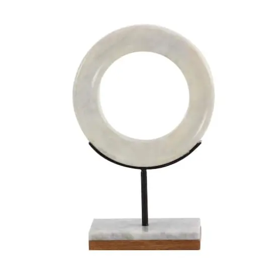 CosmoLiving by Cosmopolitan 14" White Geometric Marble Sculpture {1}