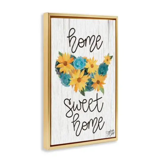 Stupell Industries Floral Americana Phrase Floater Framed Art Gold {4}