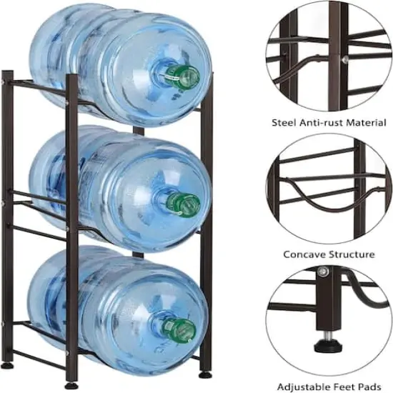 NEX&trade; 3-Tier 5-Gallon Water Bottle Storage Rack Brown {5}