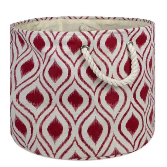 DII&reg; 15" Round Ikat Fabric Bin Barn Red {2}