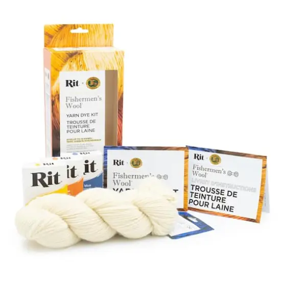 Lion Brand&reg; Yarn Tangerine, Golden Yellow & Blue Fishermen's Wool&reg; Yarn Rit&reg; Kit {1}