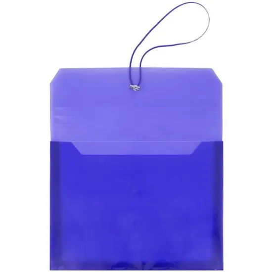 JAM Paper 9.75" x 13" Plastic Elastic Band Closure Expansion Envelopes, 12ct. Blue {4}