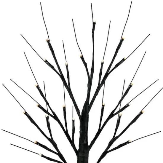 24" LED Lighted Black Halloween Twig Tree, Warm White Lights {4}