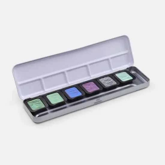 Finetec Pearlescent Cool Watercolor 6 Color Tin Set {3}