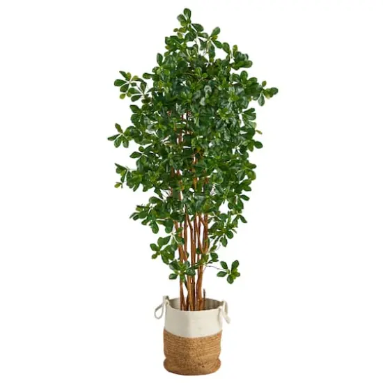 6ft. Black Olive Artificial Tree in Handmade Natural Jute and Cotton Planter {1}