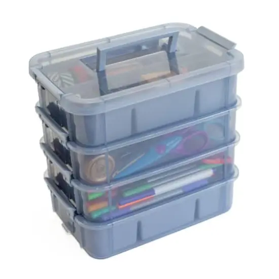 Everything Mary Four Tray Plastic Storage Organizer Blue {6}