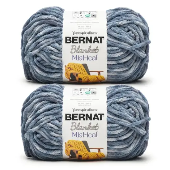 2 Pack Bernat&reg; Blanket Mist-ical&trade; Yarn Storm Blue {1}