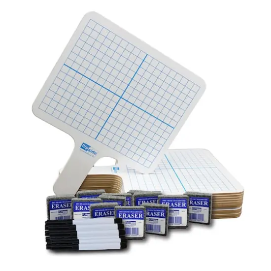 Flipside Two-Sided Rectangular Dry Erase Graphing Paddles, Pens & Erasers Set {1}