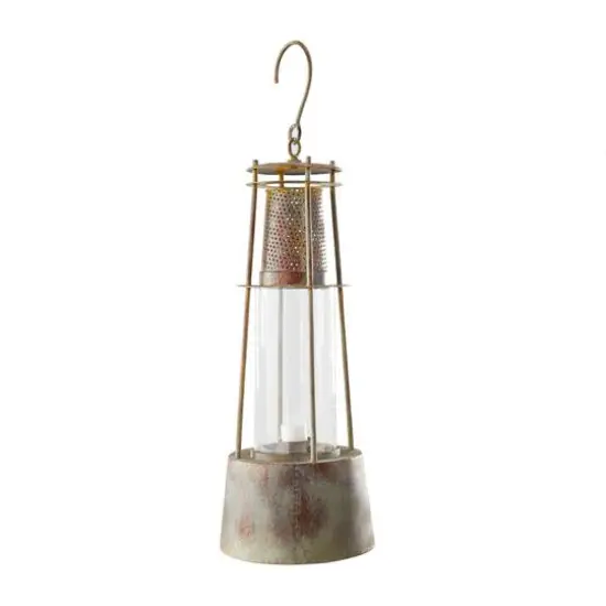 Brown Metal Rustic Lantern, 23" x 9" x 9" {3}