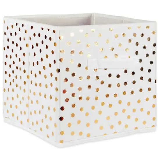 DII&reg; 11" Nonwoven Polyester White & Gold Small Dots Storage Cube, 2ct. {4}