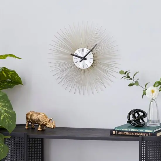 19" Gold Metal Contemporary Wall Clock {10}