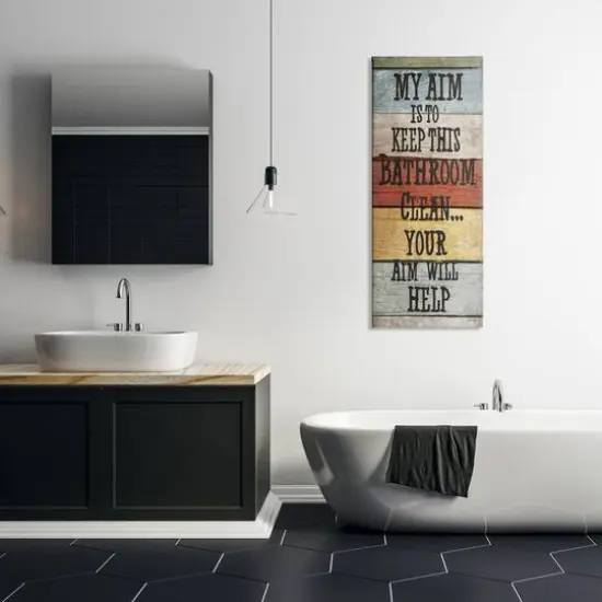 Stupell Industries My Aim Is To Keep This Room Clean ' BathroomCanvas Wall Art {4}