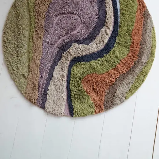 Hello Honey&reg; 5ft. Abstract Round Wool & Cotton Tufted Rug {3}