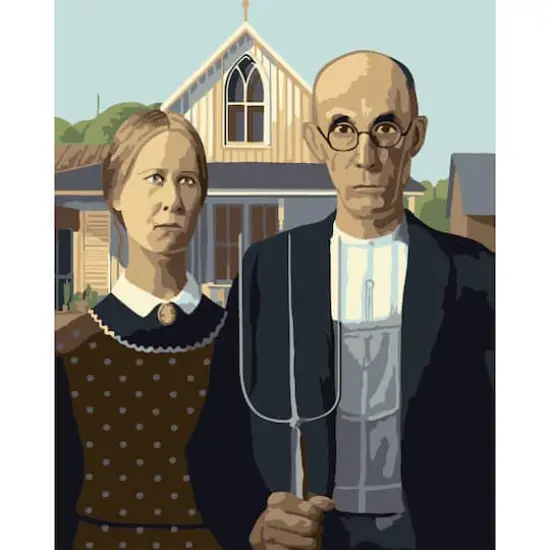 8" x 10" American Gothic Paint-by-Number Kit with Wood Display Hanger by Artist's Loft&reg; {1}